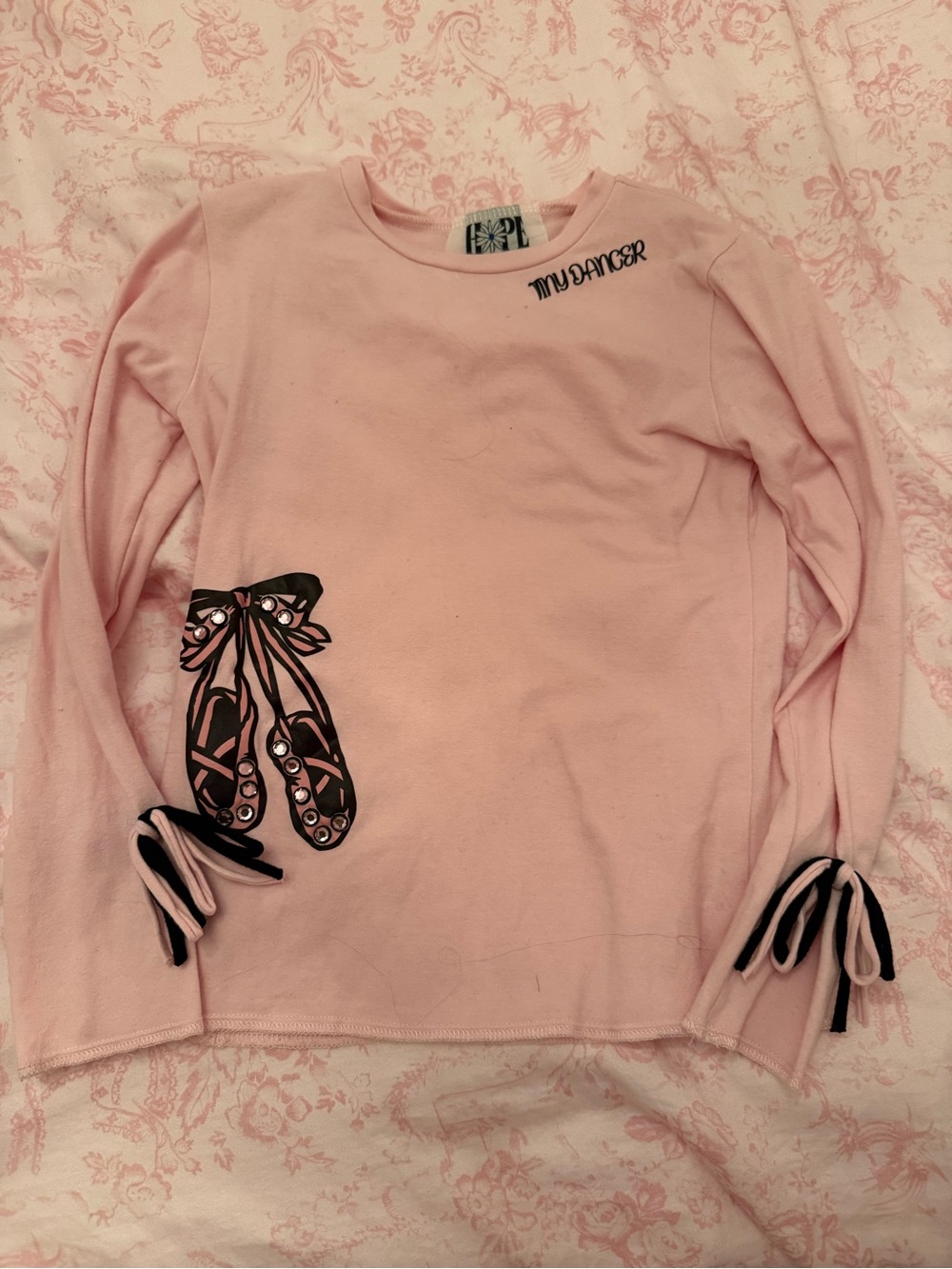Hope's Pink Long-Sleeve Top with Ballet Shoe Graphic